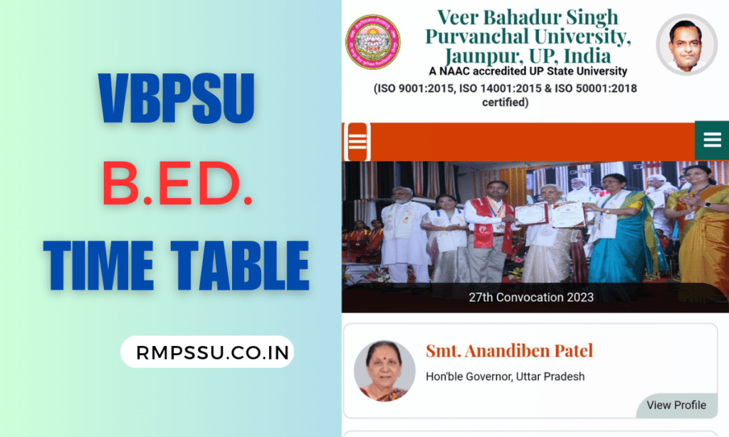 VBSPU BEd Time Table
